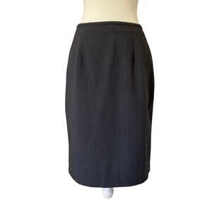 Calvin Klein Charcoal Pencil Skirt Back Slit Lined Career Work Skirt